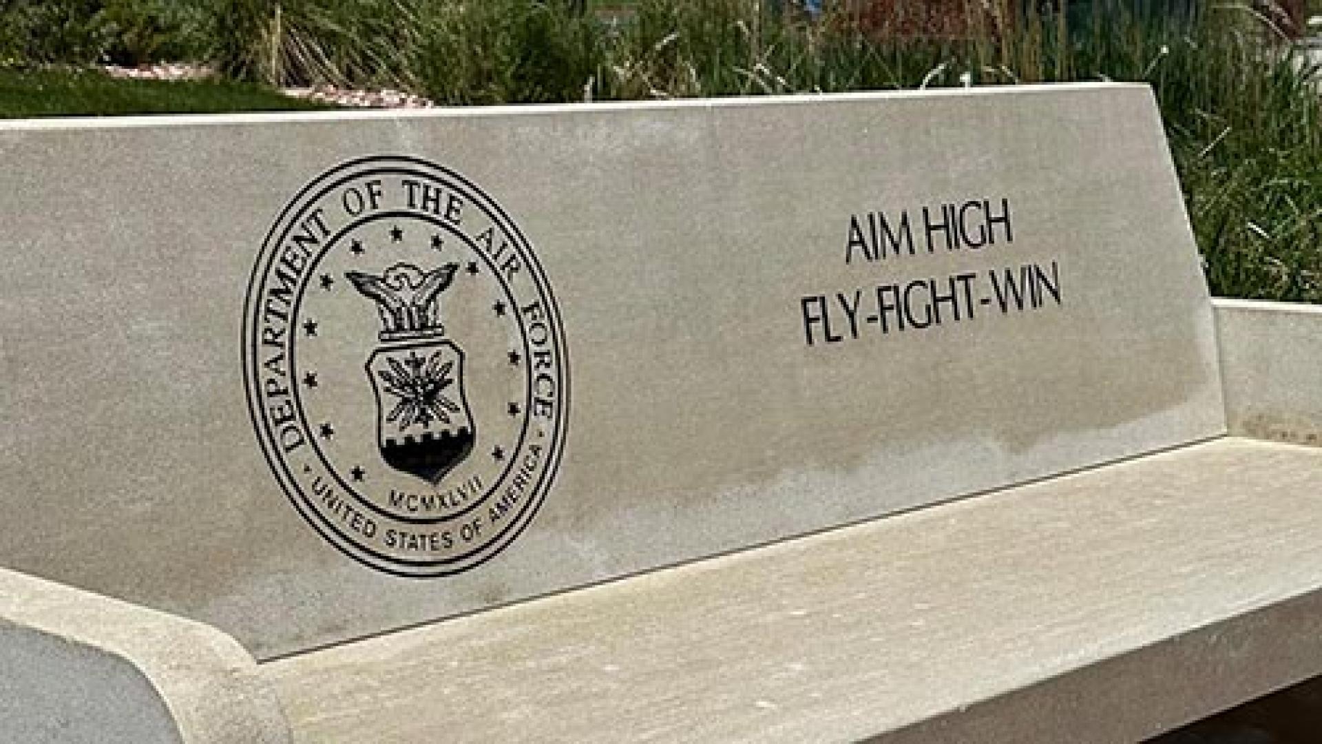 Veterans Memorial Bench - Department of the Air Force - United States of America, Aim high fly-fight-win.