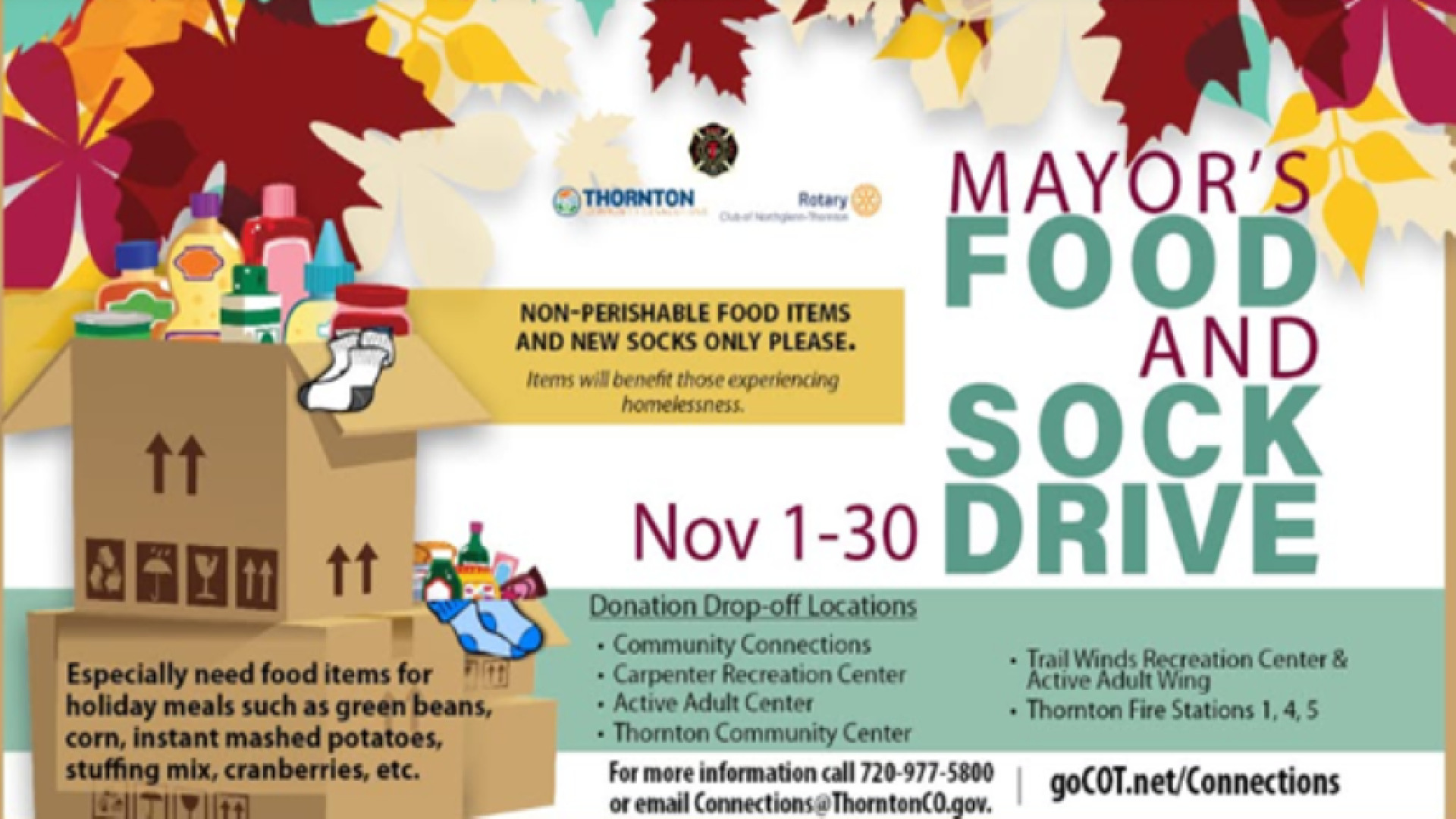 Mayor's Food and Sock Drive Flyer