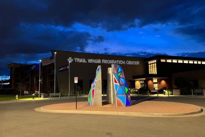 Trail Winds Recreation Center at night.