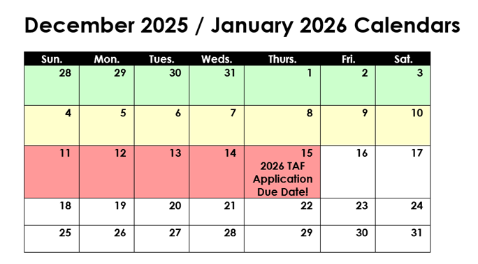 December 2025 & January 2026 Calendars