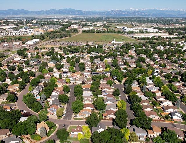 Aerial view of Eastlake in Thornton.