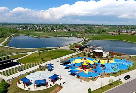Carpenter Park Lakes and Boathouse Aerial View